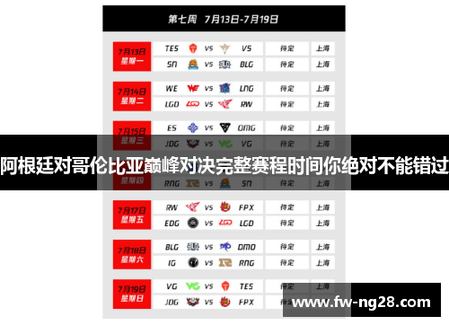 阿根廷对哥伦比亚巅峰对决完整赛程时间你绝对不能错过